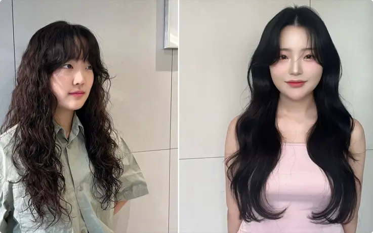 Visitor with a personalized perm and hair treatment at Eco Jardin Hair Salon in Myeongdong