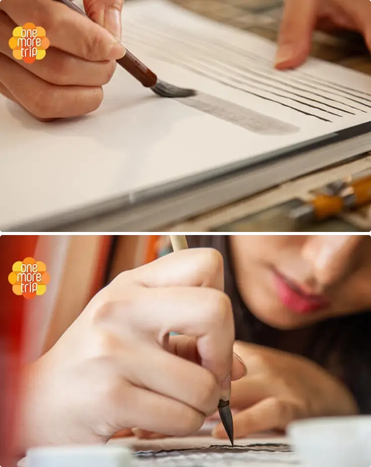 visitor learning brush techniques during class