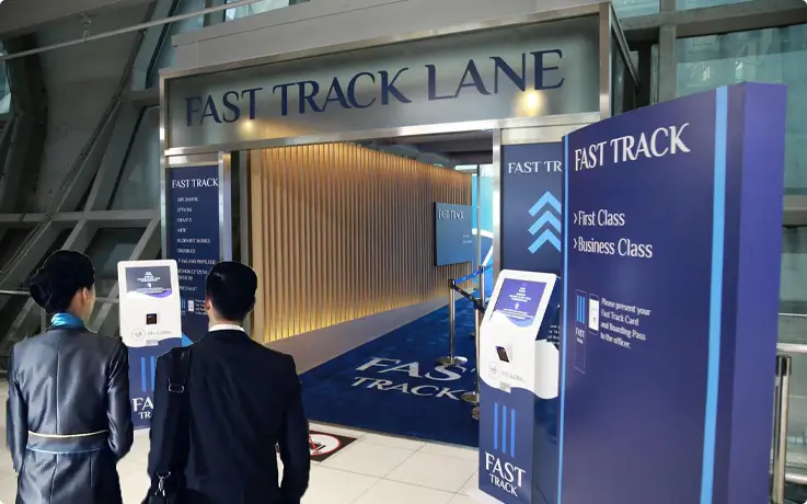 Fast track lane at Bangkok Suvarnabhumi International Airport