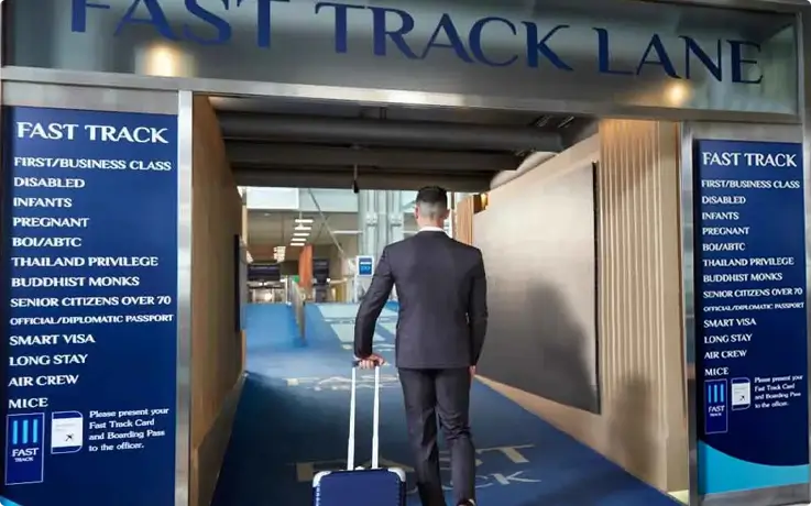 Fast track lane at Bangkok Suvarnabhumi International Airport