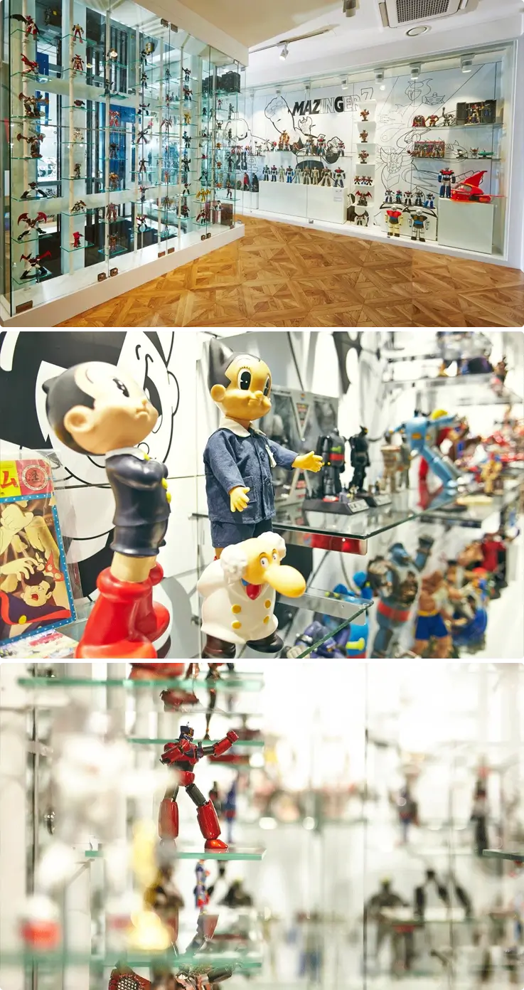 Exhibition on the 4th floor of Figure Museum W featuring Japanese comic characters.