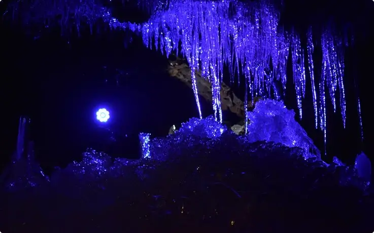 Ice formations in Narusawa Ice Cave