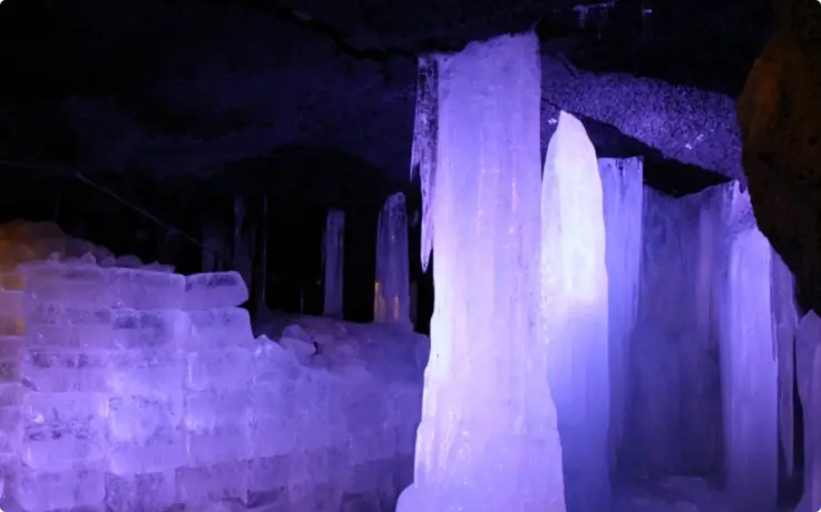 Ice pillars at Fugaku Wind Cave