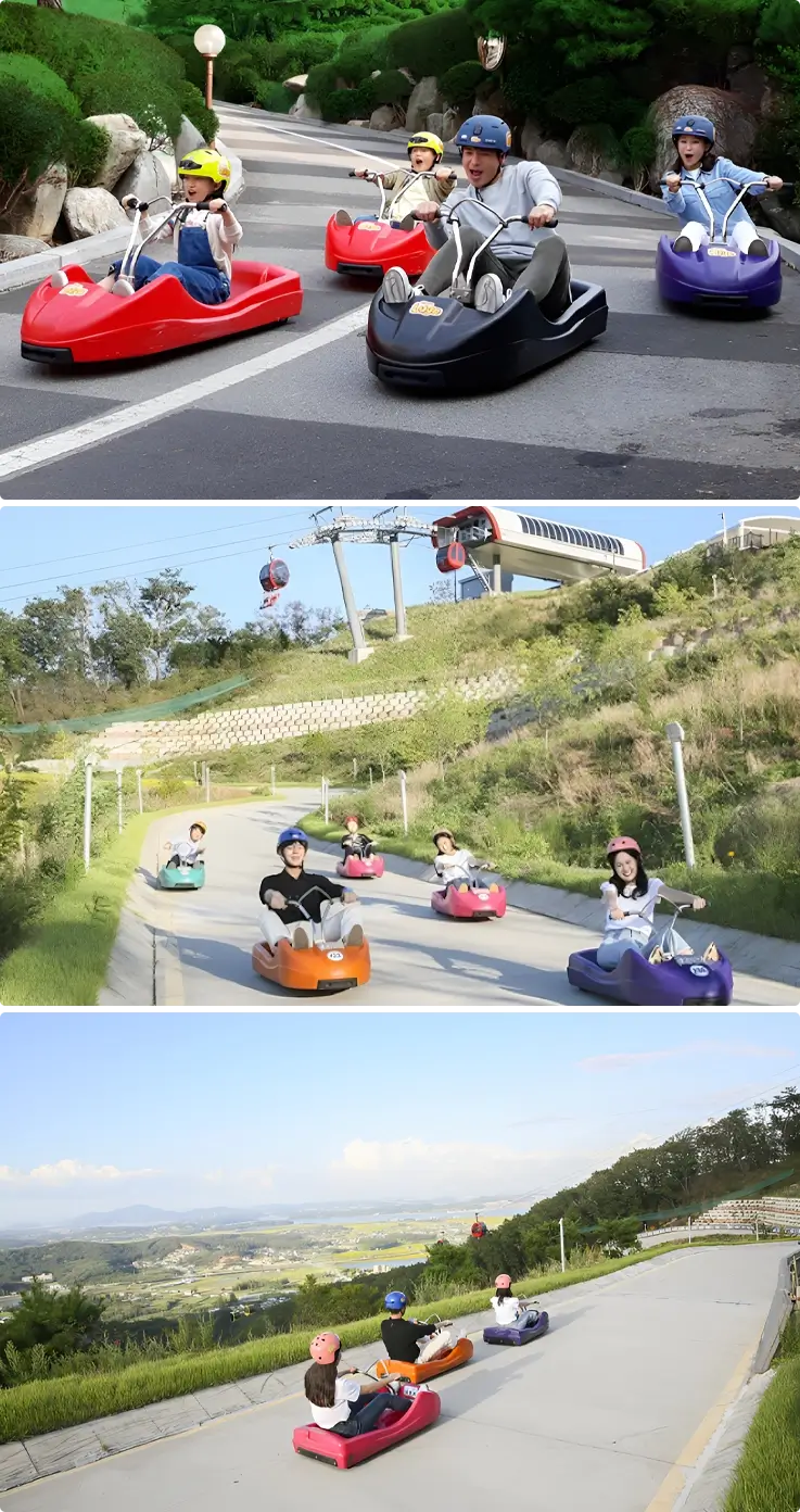 Visitors riding the Ganghwa Luge