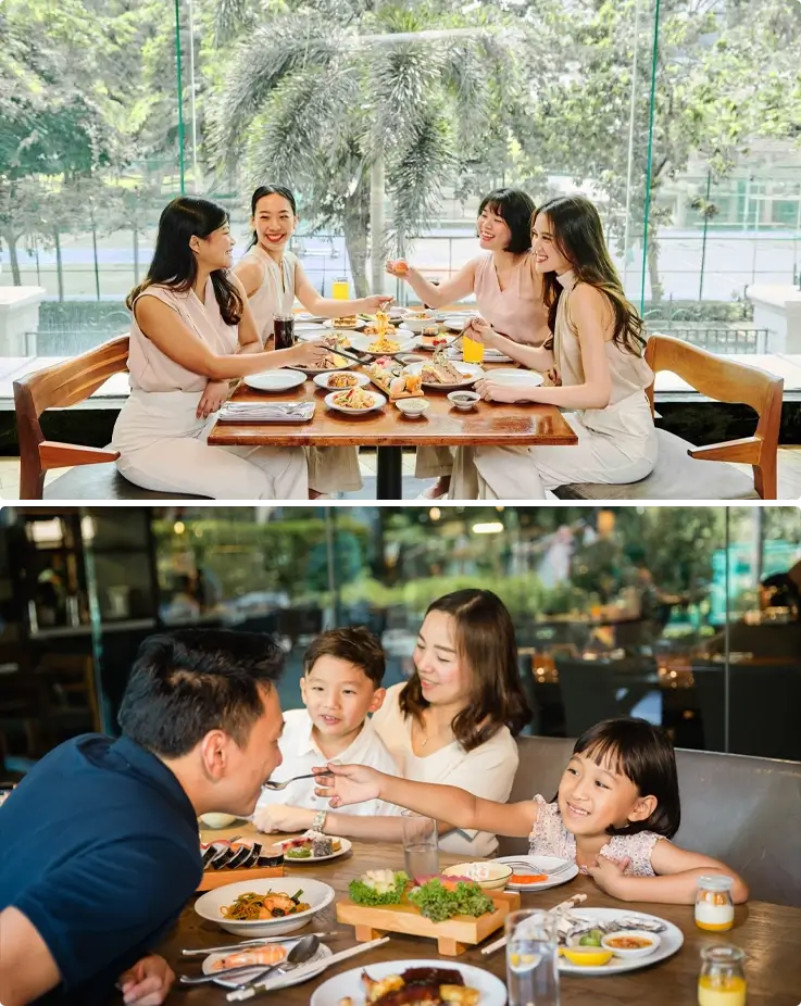 Visitors enjoying buffet at Goji Kitchen + Bar in Bangkok