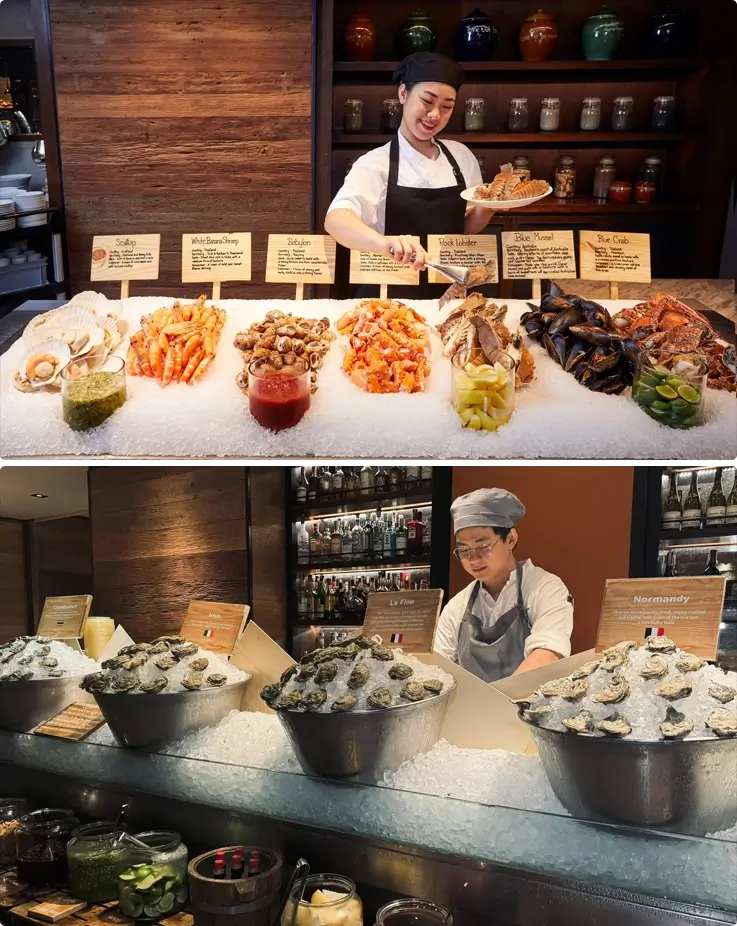 Seafood on ice and oysters at Goji Kitchen + Bar at Bangkok Marriot Marquis Queen's Park