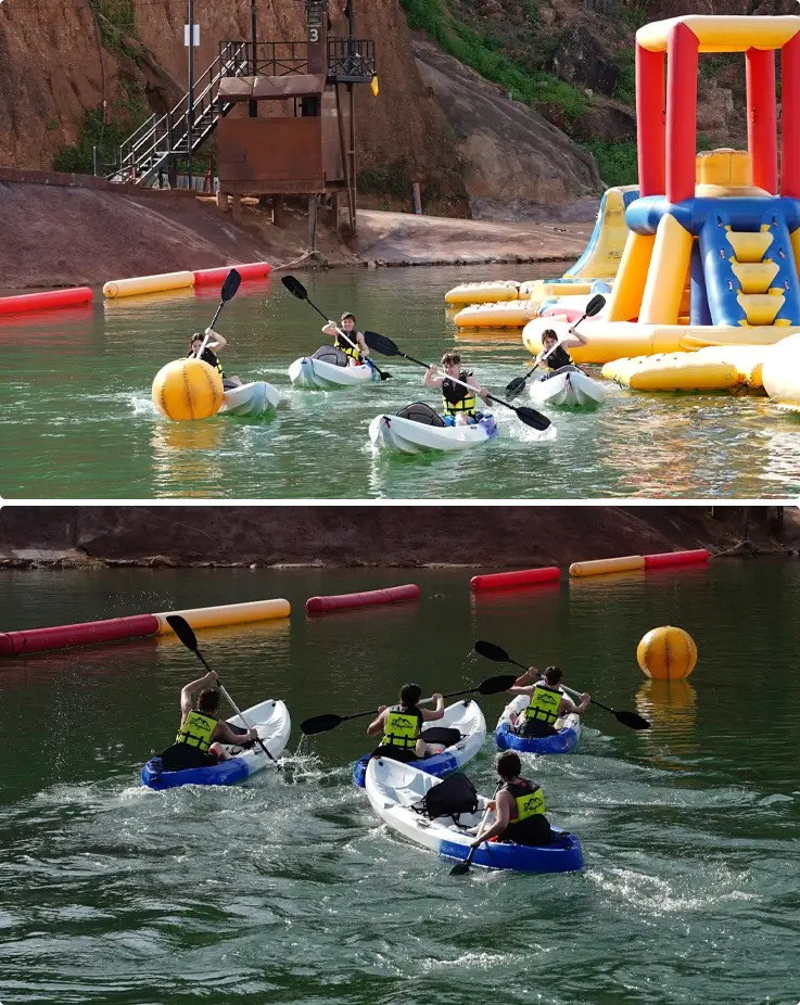 Visitors enjoying kayaking at Grand Canyon Water Park in Chiang Mai