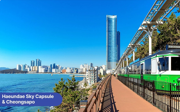 Haeundae Sky Capsule along Haeundae Beach in Busan