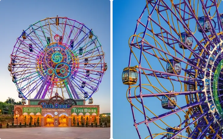 Time Rider attraction at Gyeongju World featuring Korea's first coaster wheel.