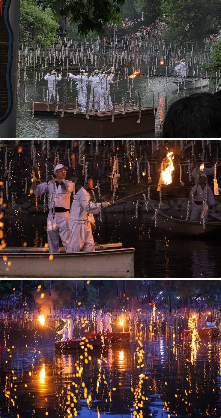 Staff lighting up for the Nakhwa Nori Festival in Haman