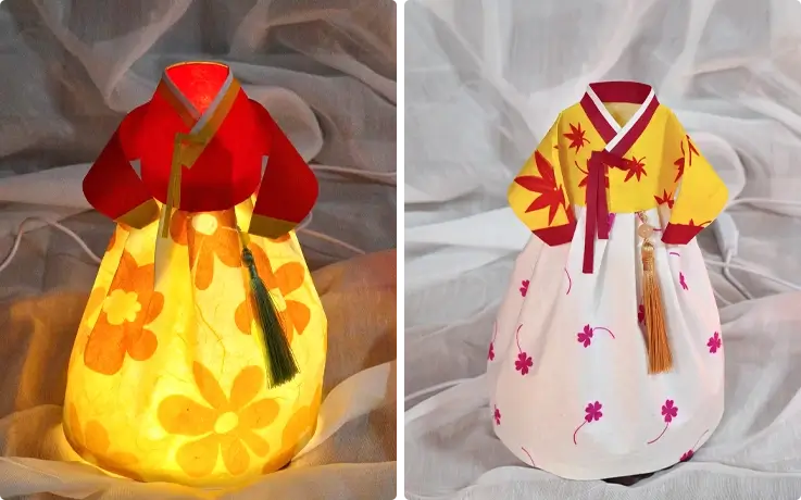 Hanbok lamp made with Hanji in Insadong