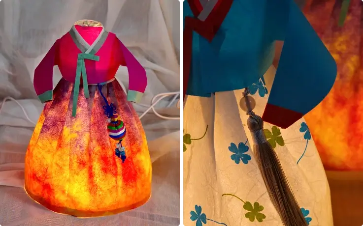 Hanbok lamp made with Hanji in Insadong