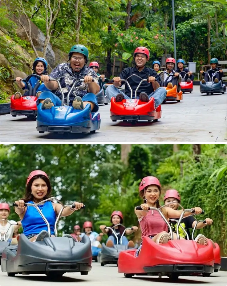 Visitors riding the luge at Hanuman Luge Phuket