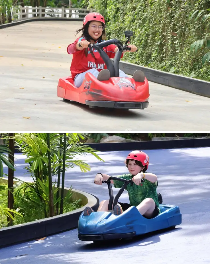 Visitors riding the luge at Hanuman Luge Phuket