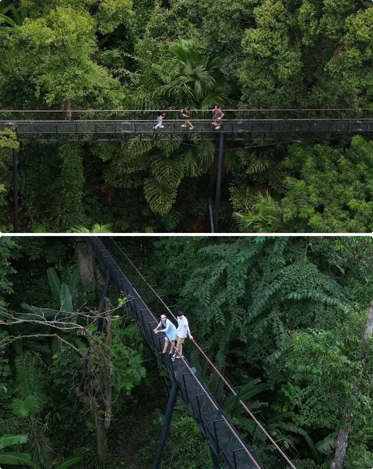 Visitors enjoying the Sky Walk at Hanuman World Phuket