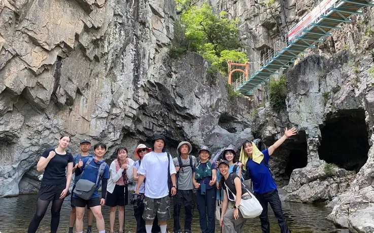Visitors taking photos at Naeyeonsan Mountain in Pohang