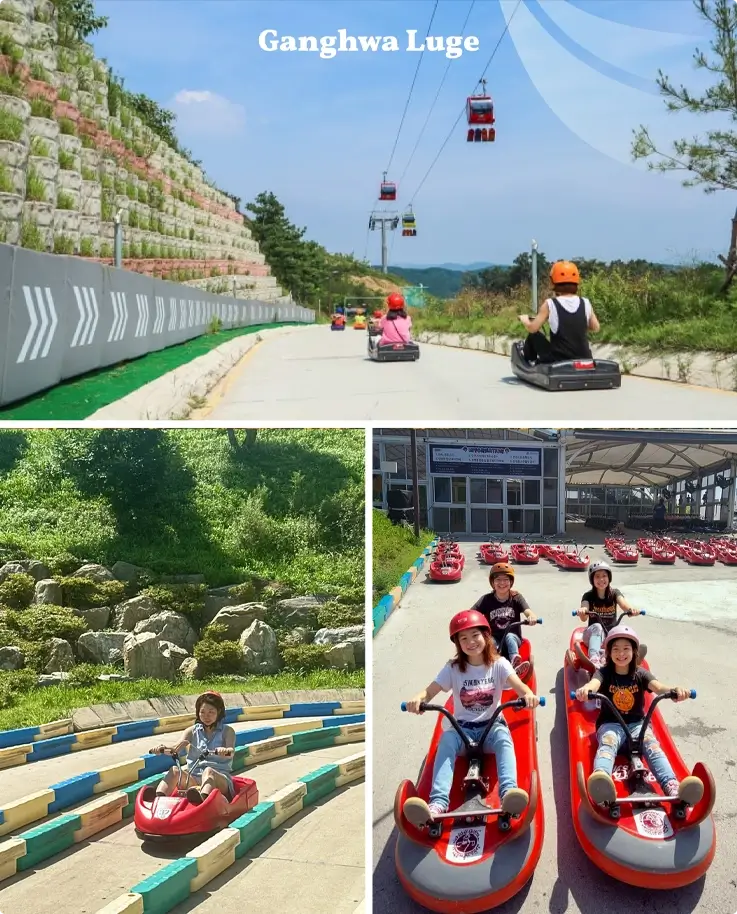 Visitors enjoying Ganghwa Luge ride