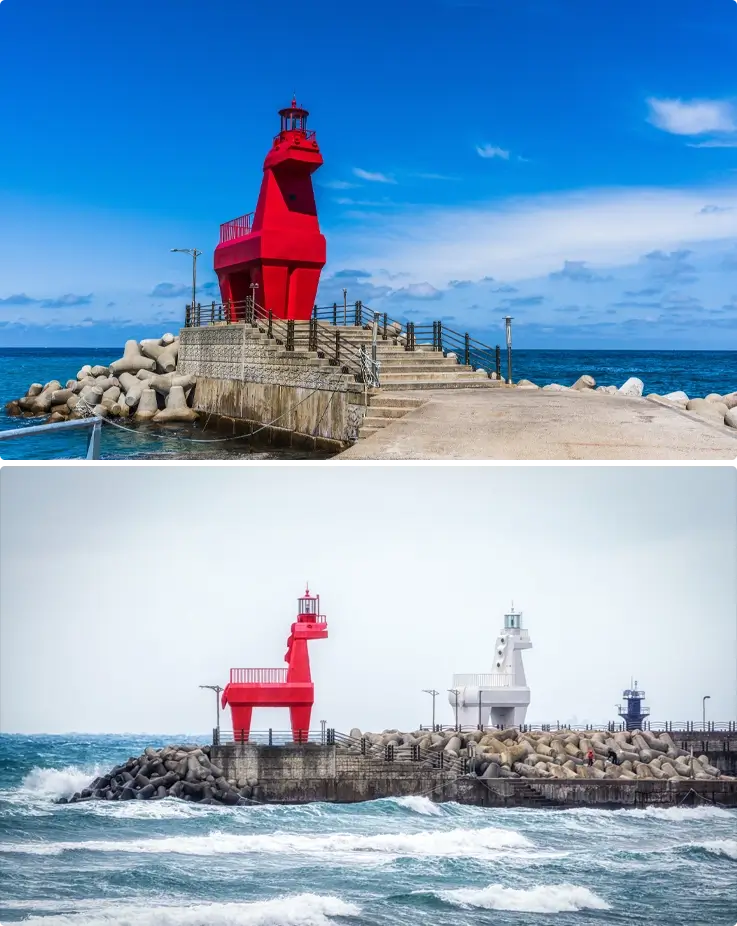 Horse-shaped lighthouse at Iho Tewoo Beach in Jeju