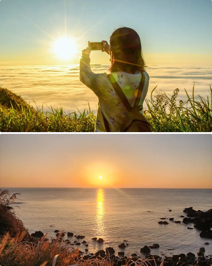 Sunrise at Seopjikoji in Jeju Island
