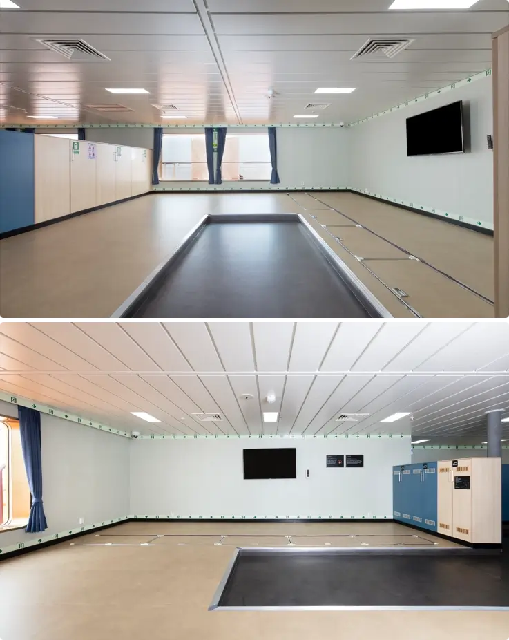 Economy cabin at Gold Stella ferry