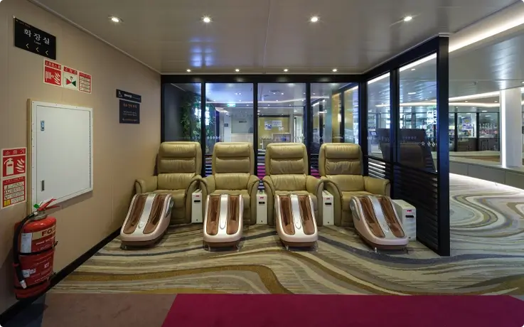 Foot massage chairs at Gold Stella ferry