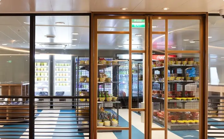 Convenience store at Gold Stella ferry