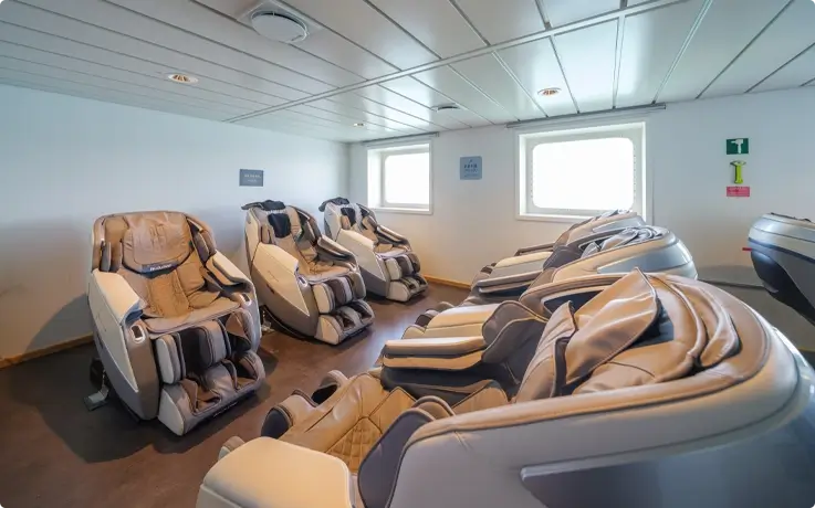 Foot massage chairs at Silver Cloud ferry