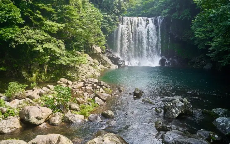 Cheonjeyeon Waterfall in Jeju Island