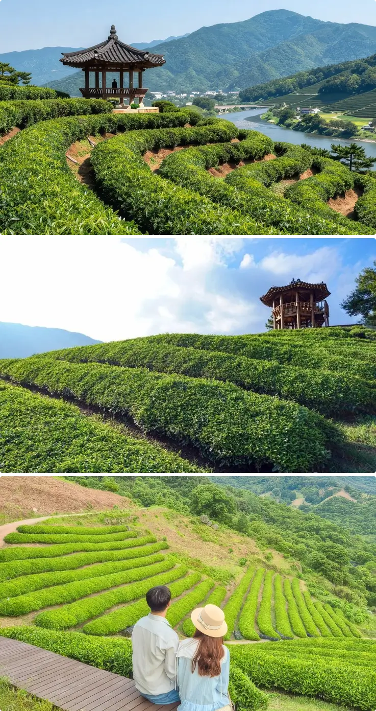 Green tea fields at Hadong Jeonggeum Tea Field Pavilion