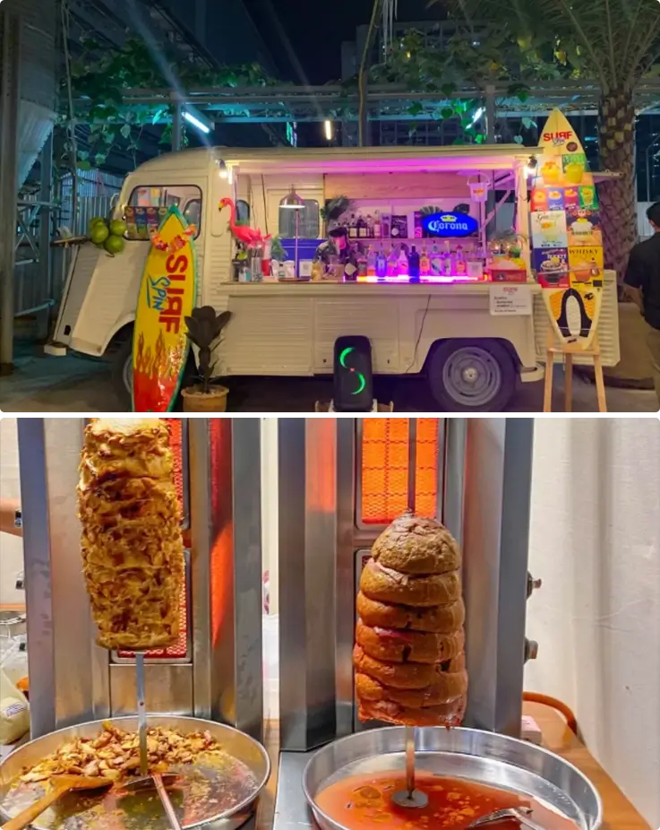 Street food stalls at Jodd Fairs Night Market in Bangkok