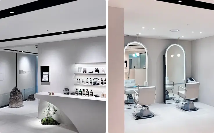 Interior of JUNO HAIR Myeongdong Art Theater branch.