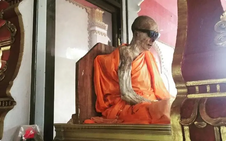 Mummified monk at Wat Khunaram in Koh Samui