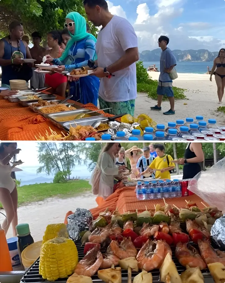 Visitors having BBQ Dinner at Krabi Island