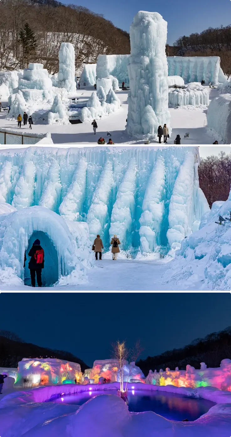 Ice sculptures at Lake Shikotsu Ice Festival