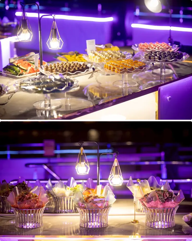 Dinner served at The Luxury White Dinner Cruise in Bangkok