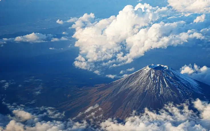 Mt. Fuji summit view featuring the crater