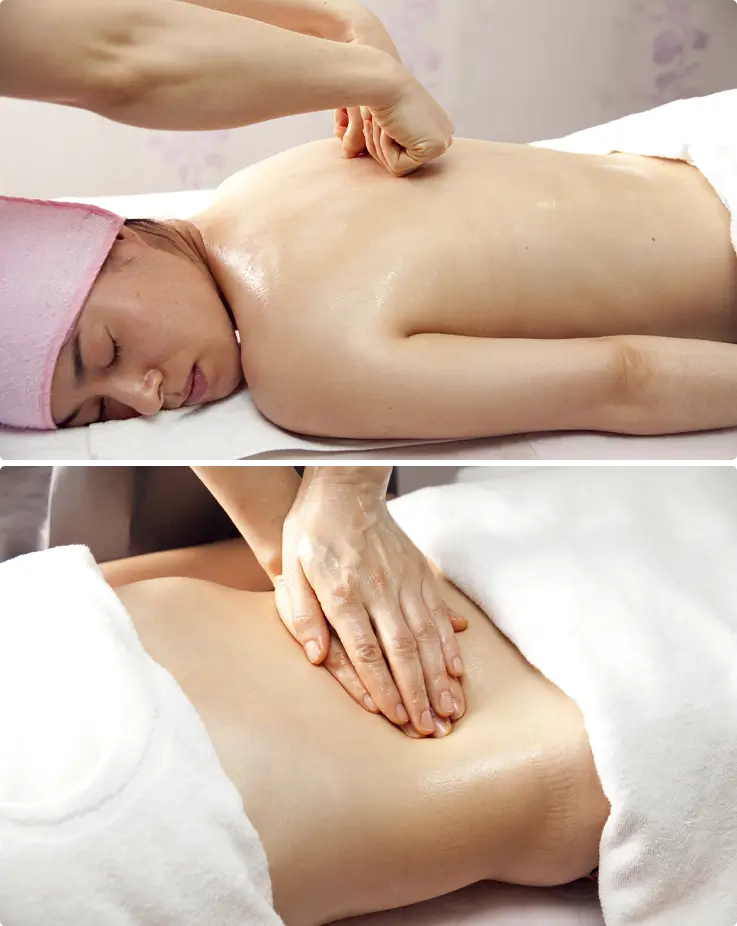 Customer receiving full body detox care at a rooftop spa in Myeongdong