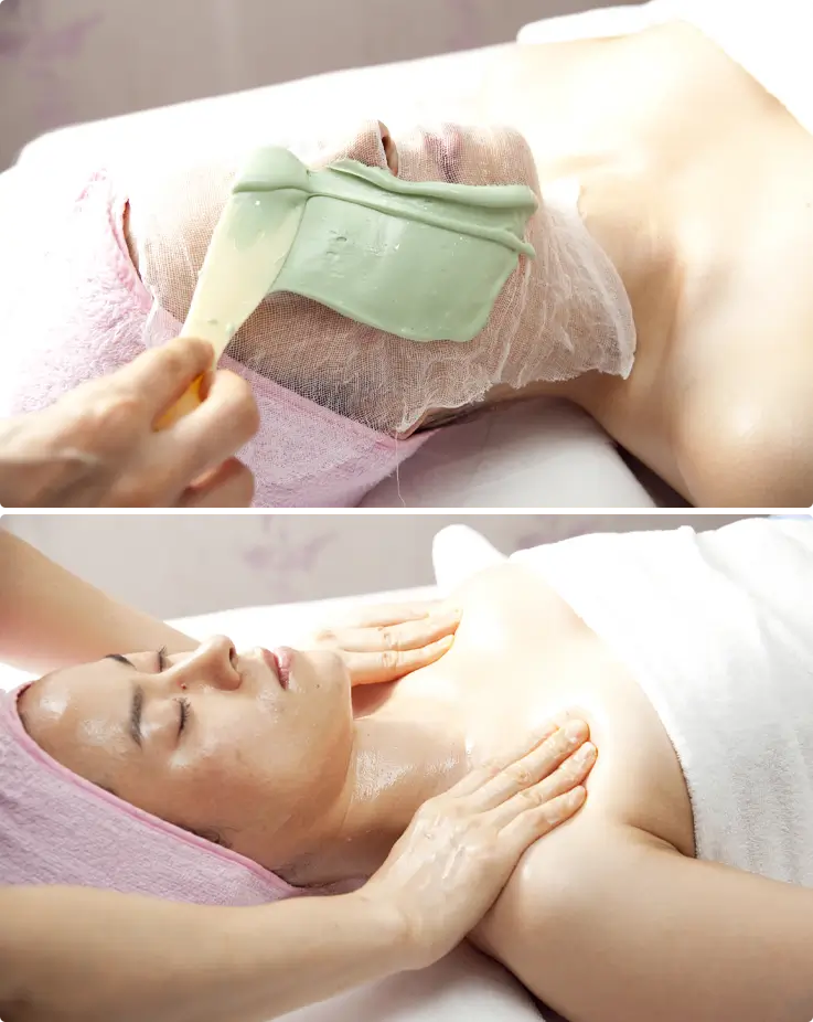 Customer receiving K-beauty course at a rooftop spa in Myeongdong