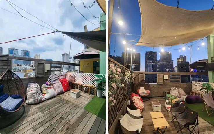 Rooftop area at MIZO massage in Myeongdong