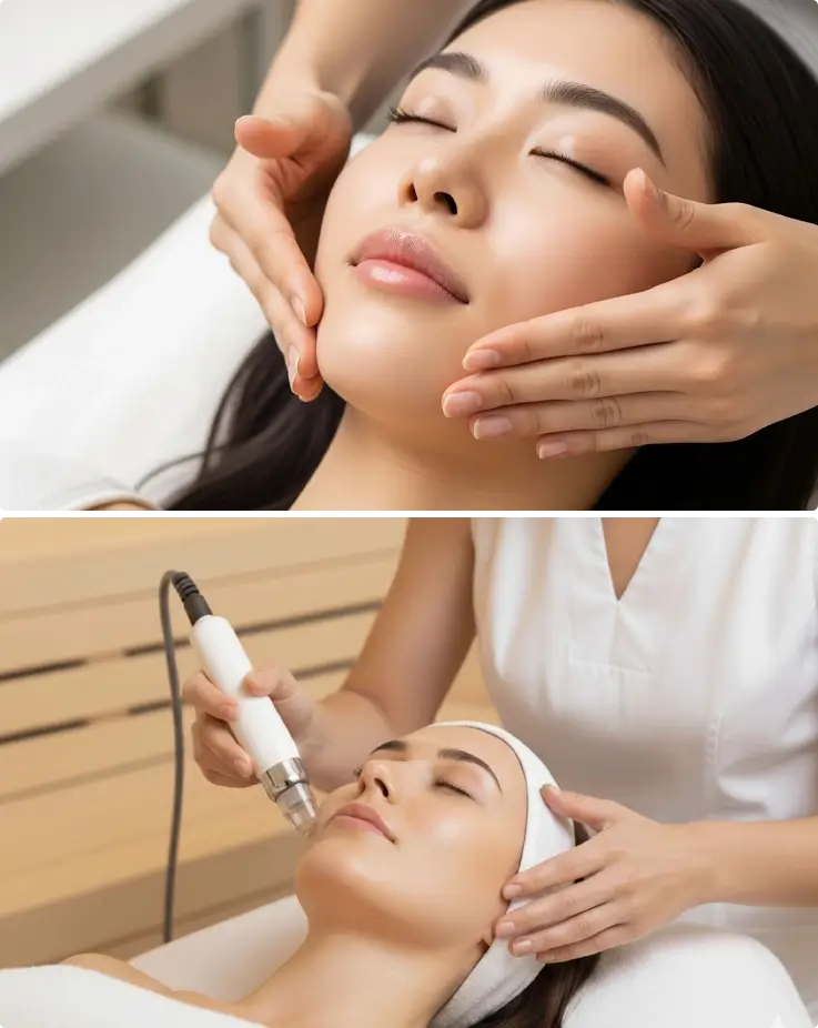 Facial massage at Myeongdong Mud