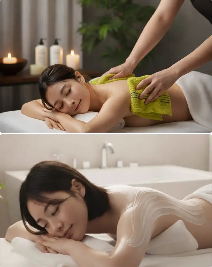 Body scrub at Myeongdong Mud