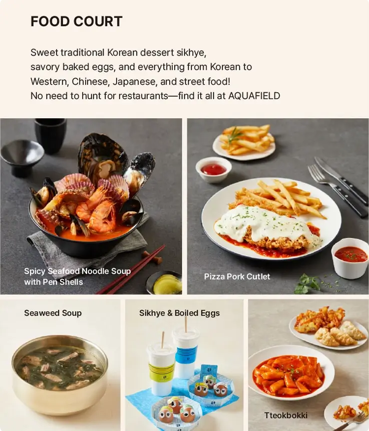 Food court at Aquafield Spa & Water Park in Goyang and Hanam