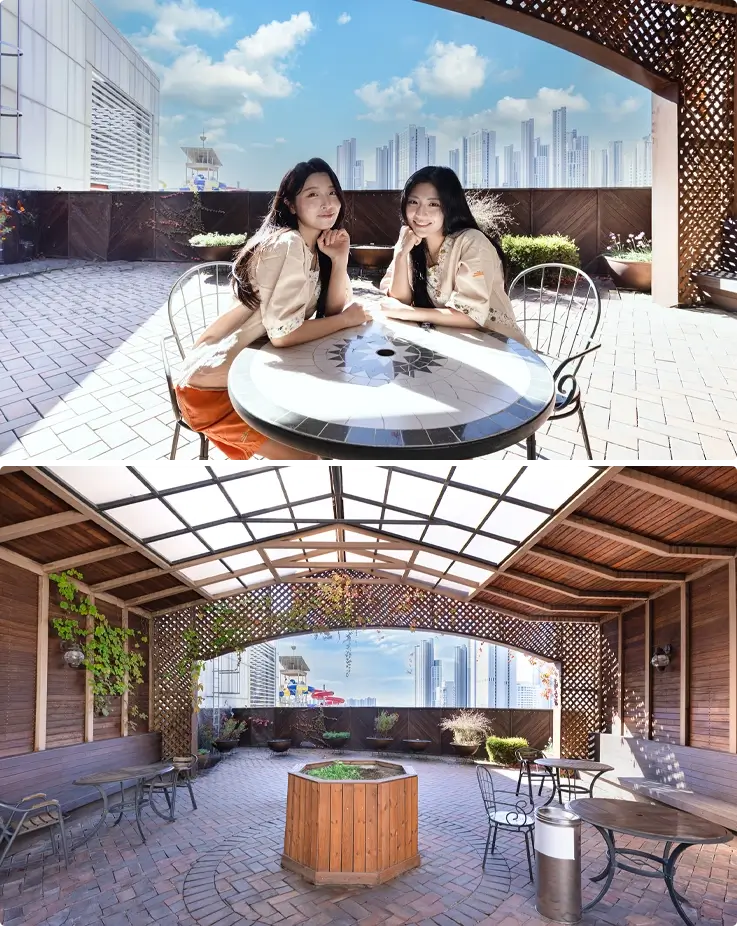 Outdoor picnic zone at Onemount Water Park in Goyang