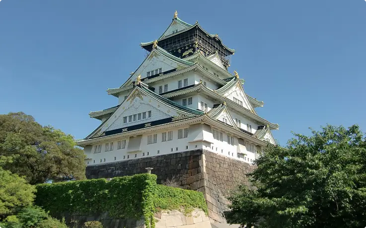 Close up view of Osaka Castle