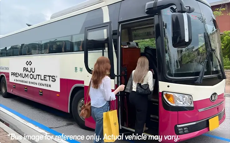 Visitor taking a shuttle bus to Paju Premium Outlets from Seoul