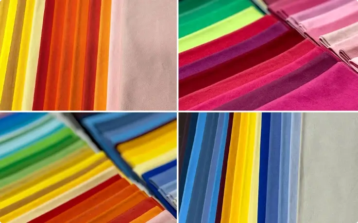 Various tones of color draping fabric displayed at a personal color analysis studio in Busan