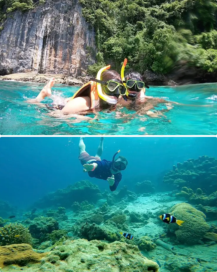 Visitors snorking in Phi Phi Islands near Phuket