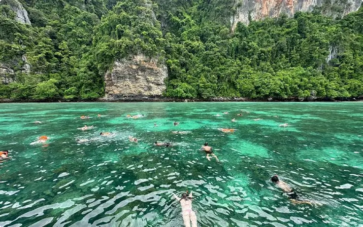 Visitors snorking in Phi Phi Islands near Phuket