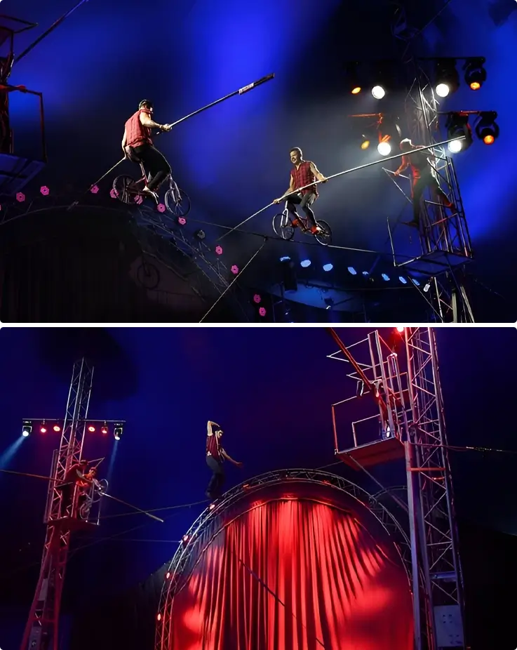 Performers performing Tightrope Walking at Phuket Circus