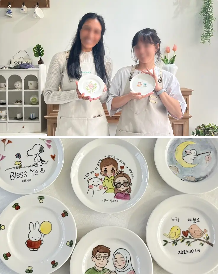 Finished product of porcelain painting in a pottery class in Yangsan